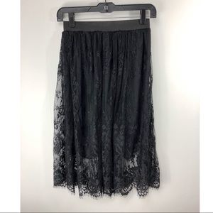 She + Sky pleated black lace midi skirt Sz S